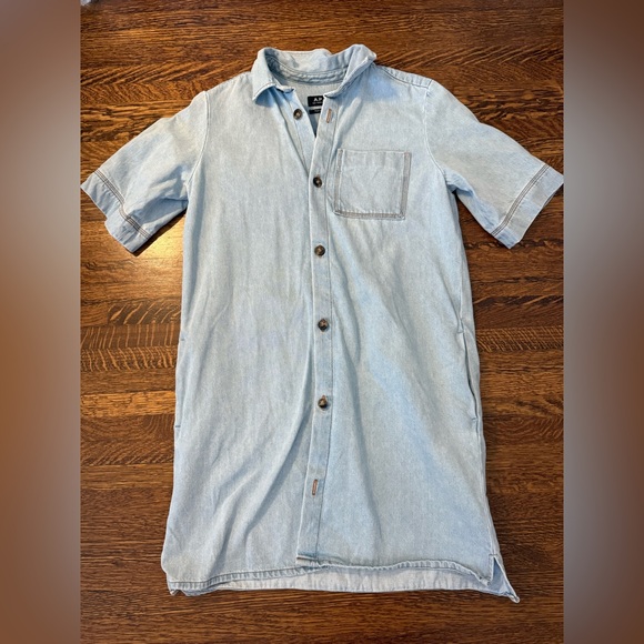 A.P.C Light Blue Denim Short Sleeve Shirt dress - Picture 1 of 8